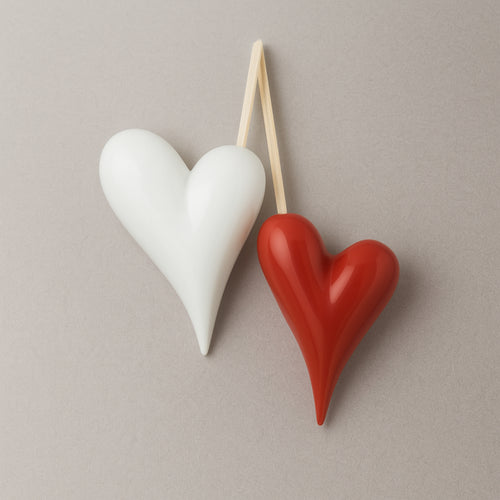 Cuorematto Set 2 Diffusori da Parete Cuore in Porcellana 15 e 13 cm