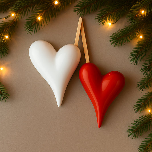 Set 2 diffusori da parete Cuorematto in porcellana a forma di cuore 15 e 13 cm

