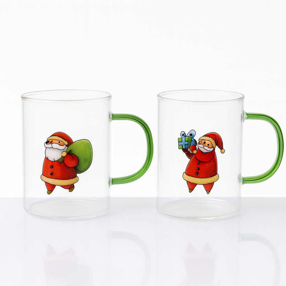 Set 2 mug Babbomatto in vetro borosilicato H 10 x Ø 10 cm per tè e caffè