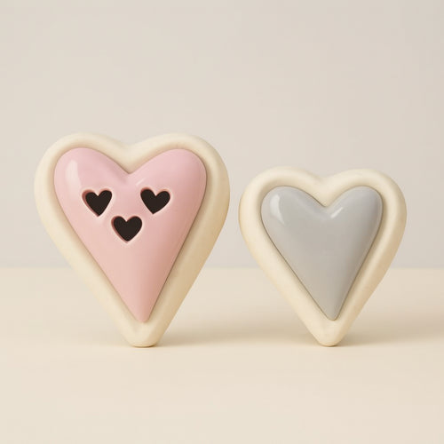 Cuorematto Coppia Scatole Cuore Porcellana Set 2 pz