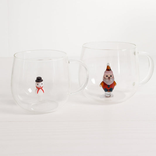 Set 2 tazze Babbomatto in borosilicato decorate h 9,5×12 cm