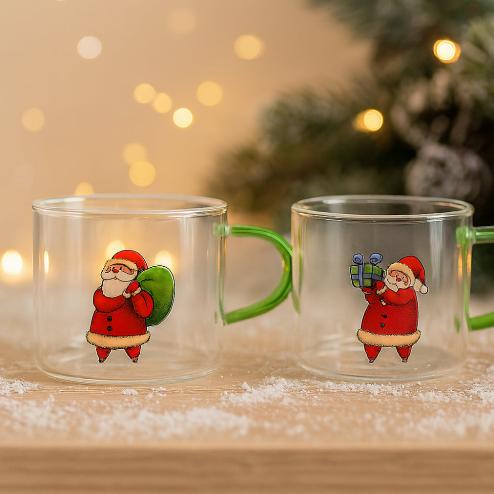 Set 2 tazzine Babbomatto in vetro borosilicato 5x8 cm per espresso e tisane