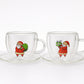 Set 2 tazzine cuore Babbomatto in borosilicato con piattino Ø 11.5 cm tazza 6.5x9.5 cm