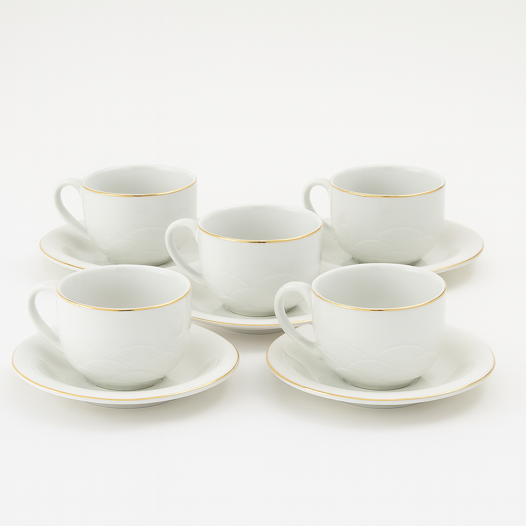 Set 5 tazzine caffè Madrhélen Paris porcellana bianca Home 12x6 cm