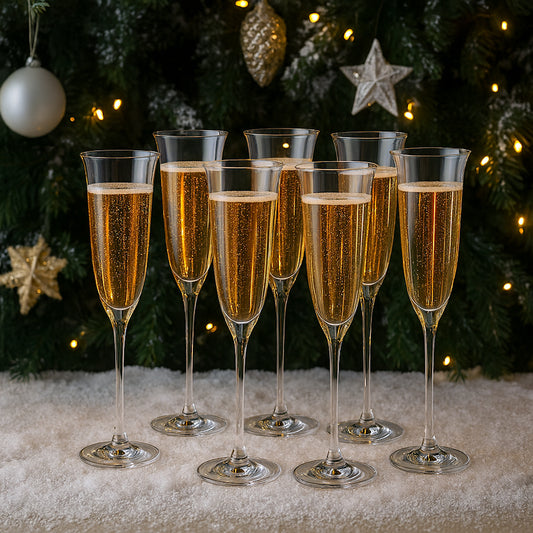 Set 6 calici flûte prosecco Dives in vetro H 24 cm 130 ml