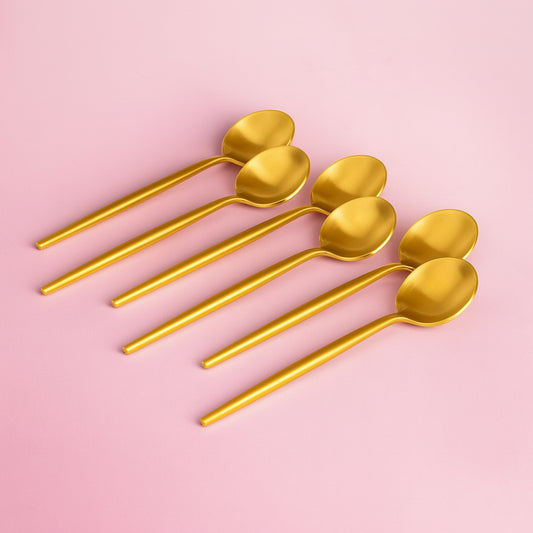 Set 6 cucchiaini caffè oro Cuorematto elegante bomboniera utile Made in Italy

