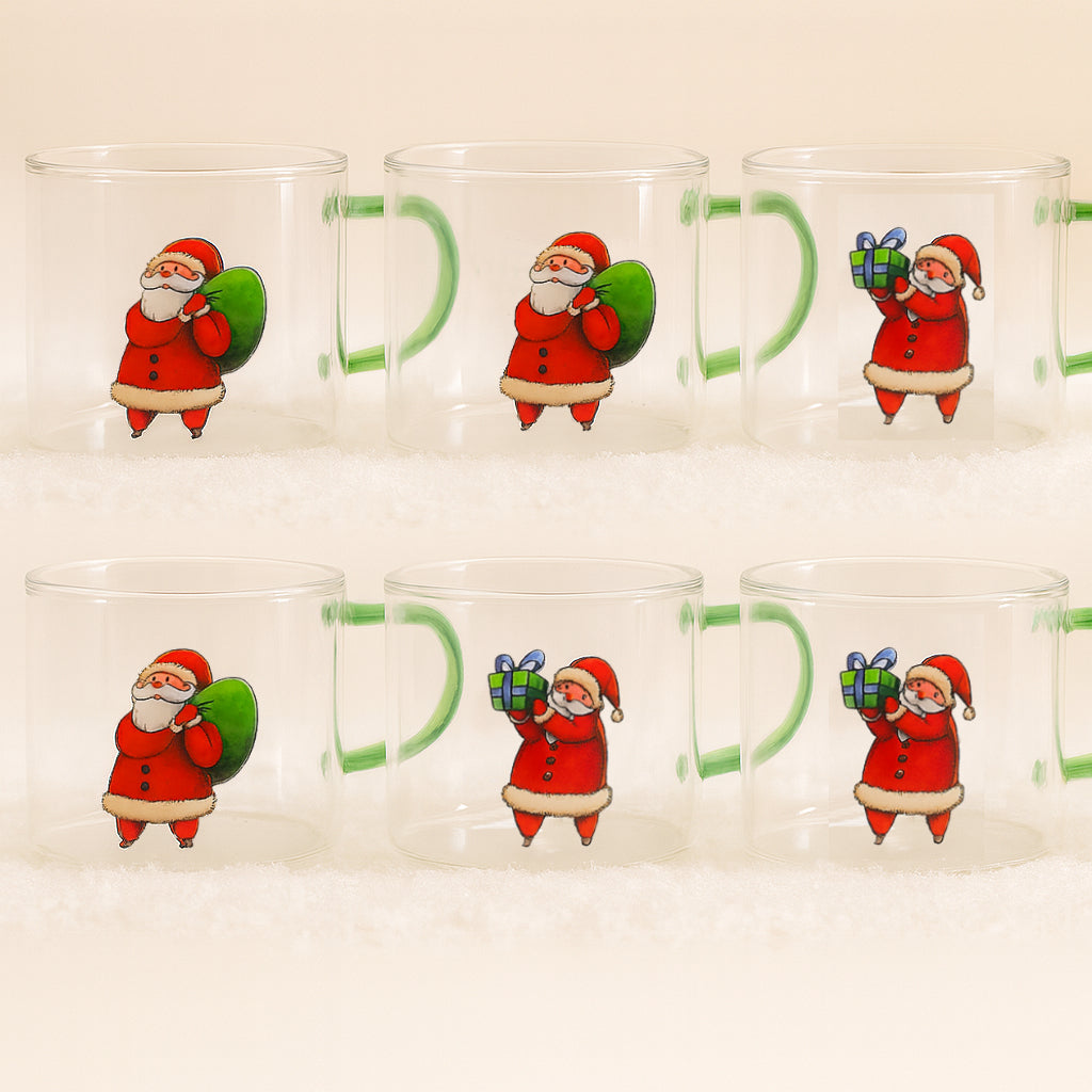 Set 6 tazzine Babbomatto in vetro borosilicato 5x8 cm per espresso o tisane