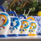 Sharon Campana Di Capri H.12x9x6pr In Ceramica Campanella Decoro Maioliche Blu c Baffo