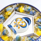 Sharon Campana Di Capri con Scatola Porta Confetti in Latta - H.7x19  c\ Confetteria Orefice 250Gr