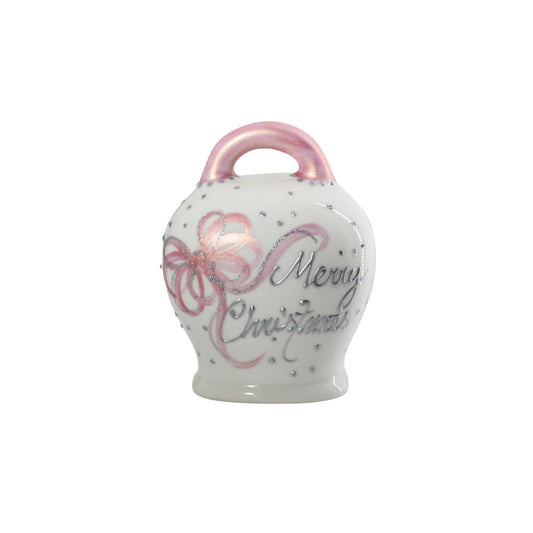 Sharon Campana Merry Christmas Cipria E Argento H.12x9x6 Cm In Porcellana Fine Dipinto A Mano Natale Capri Nt15/03f