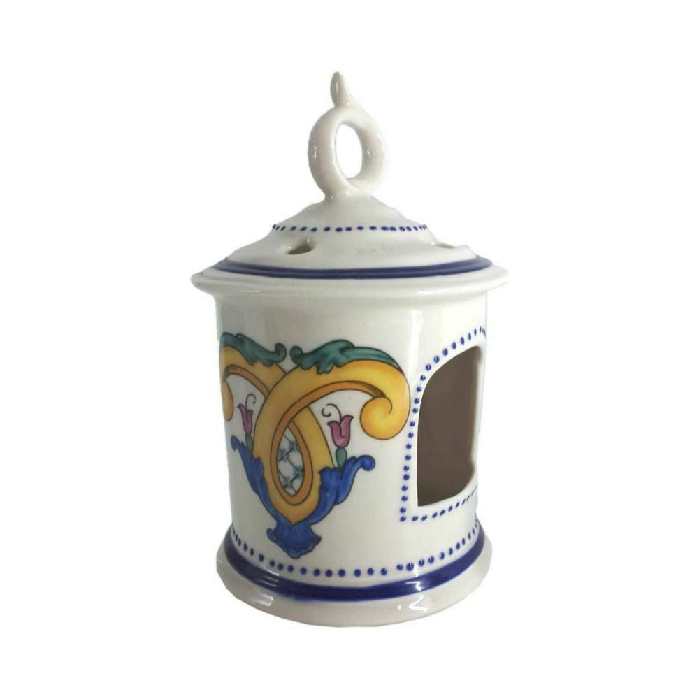 Sharon Lanterna Traforata Ceramica H.14X9CM Decoro Capri Porta Candela Tea Light