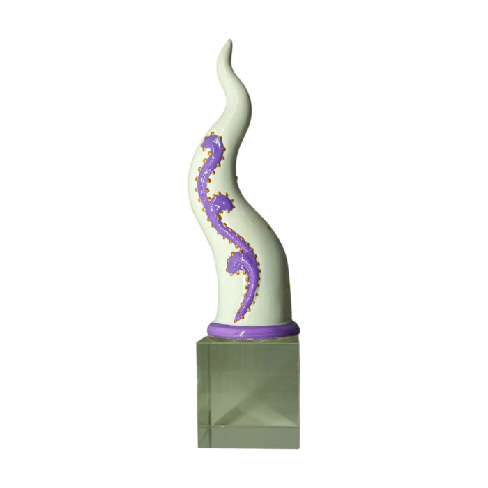 Sharon - Corno "Virgolette" su Cubo in Cristallo, H18x5 cm
