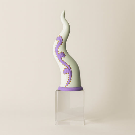 Sharon - Corno "Virgolette" su Cubo in Cristallo H29x9 cm  Glicine