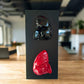 Sharon - Quadro Maschere Rosso Nero Pulcinella in Porcellana su Base in Legno 34cm