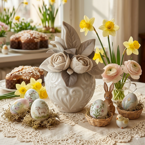 Sharon Acquasantiera Diffusore Parete Rose Bianco Tortora Porcellana H16x14x7 cm