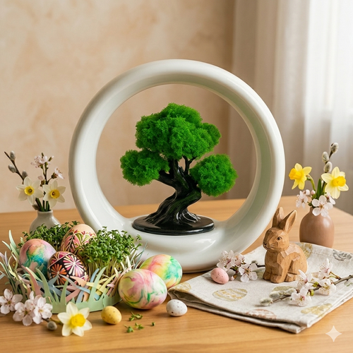 Sharon Bonsai in Porcellana Bianca 21x21 cm Decorazione Zen