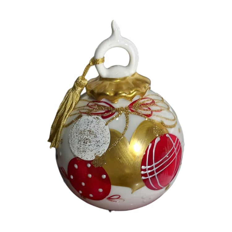 Sharon Collezione Palline di Natale In Porcellana Decorate a Mano 10x13 cm