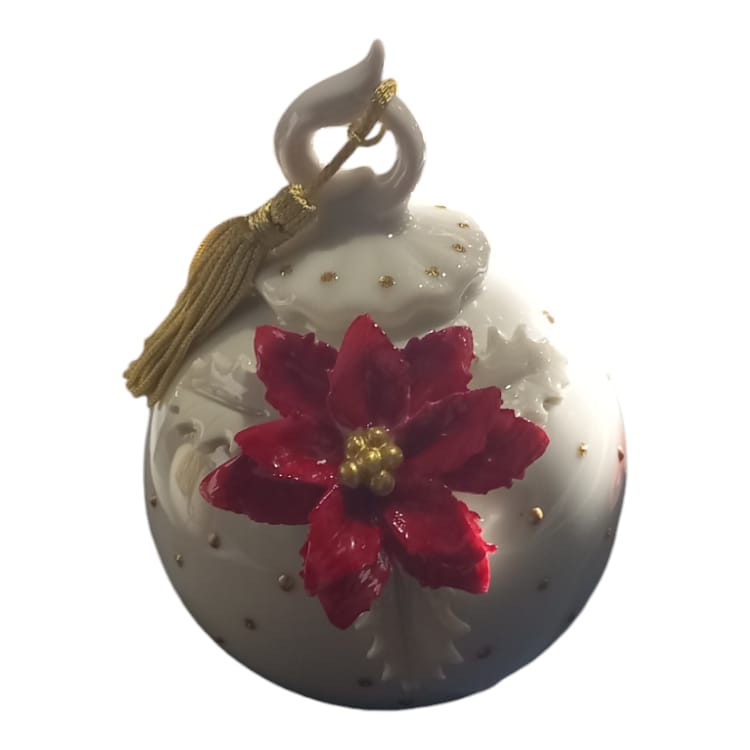 Sharon Collezione Palline di Natale In Porcellana Decorate a Mano 10x13 cm