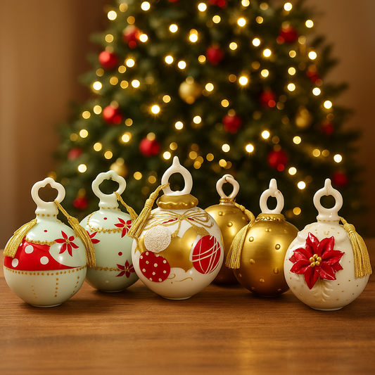 Sharon Collezione Sfere di Natale In Porcellana Decorate a Mano H13x10