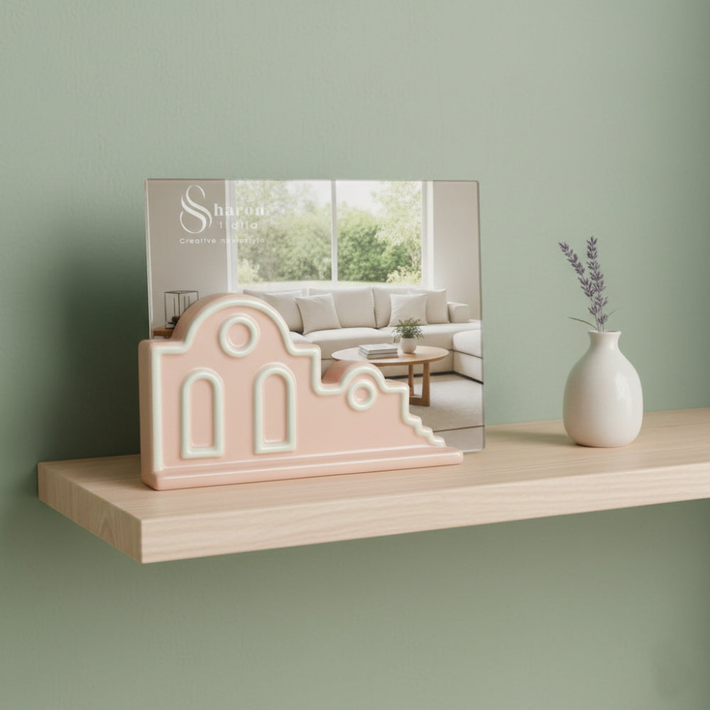 Sharon Cornice Portafoto Porcellana Rosa 16x12 cm Mediterraneo