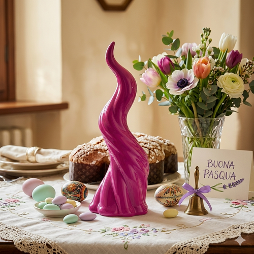 Sharon Corno Portafortuna Porcellana Torse Fuxia H21 cm