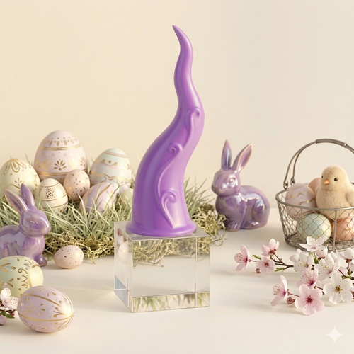 Sharon Corno Portafortuna Porcellana su Cristallo Lilla H26 cm