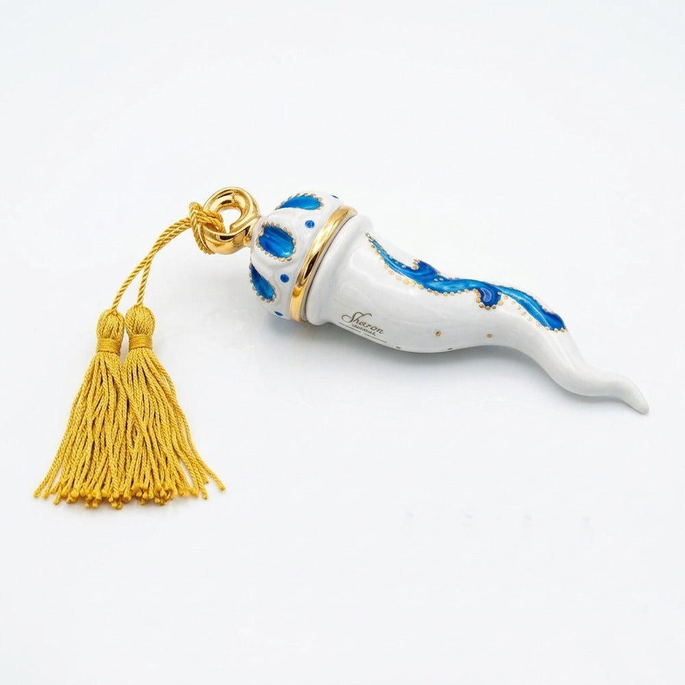 Sharon Corno Virgolette Porcellana Dipinta H18 cm Blu
