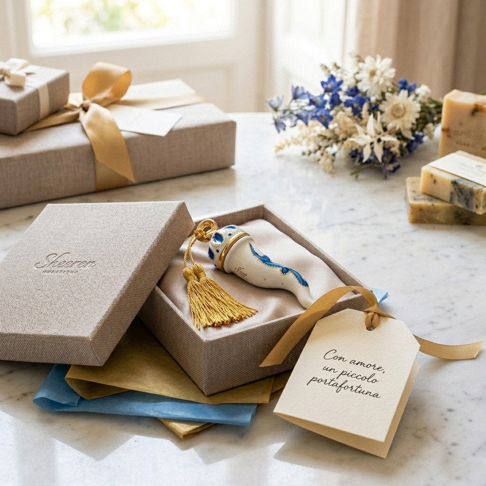 Sharon Corno Virgolette Porcellana Dipinta H18 cm Blu