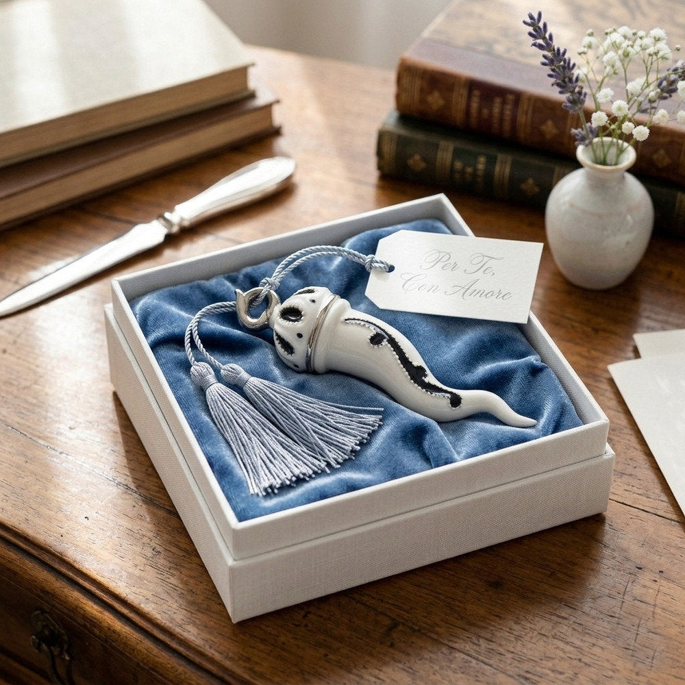 Sharon Corno Virgolette Porcellana Dipinta H18 cm Nero