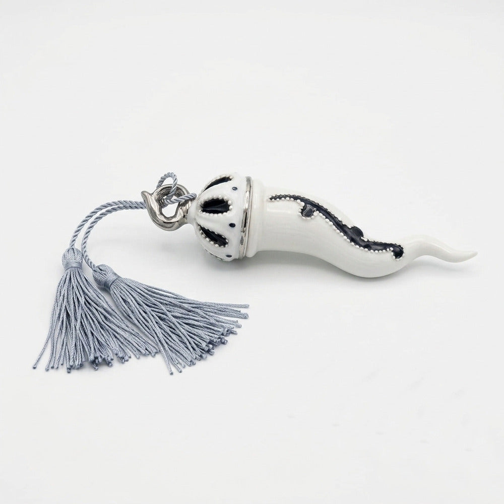 Sharon Corno Virgolette Porcellana Dipinta H18 cm Nero