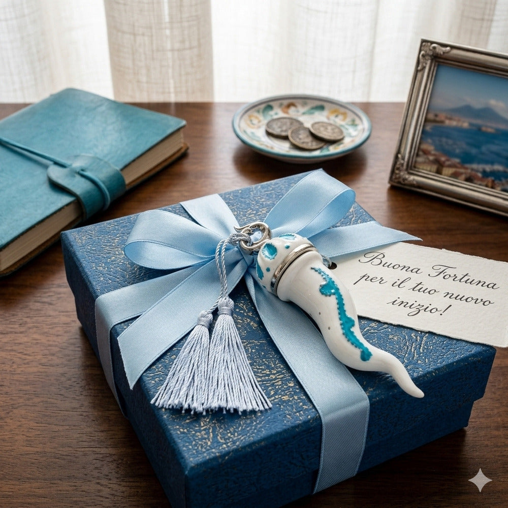 Sharon Corno Virgolette Porcellana Dipinta H18 cm Turchese