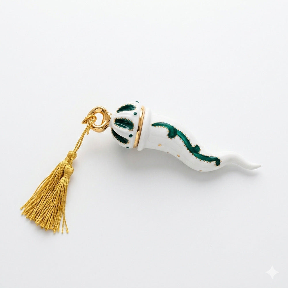 Sharon Corno Virgolette Porcellana Dipinta H18 cm Verde