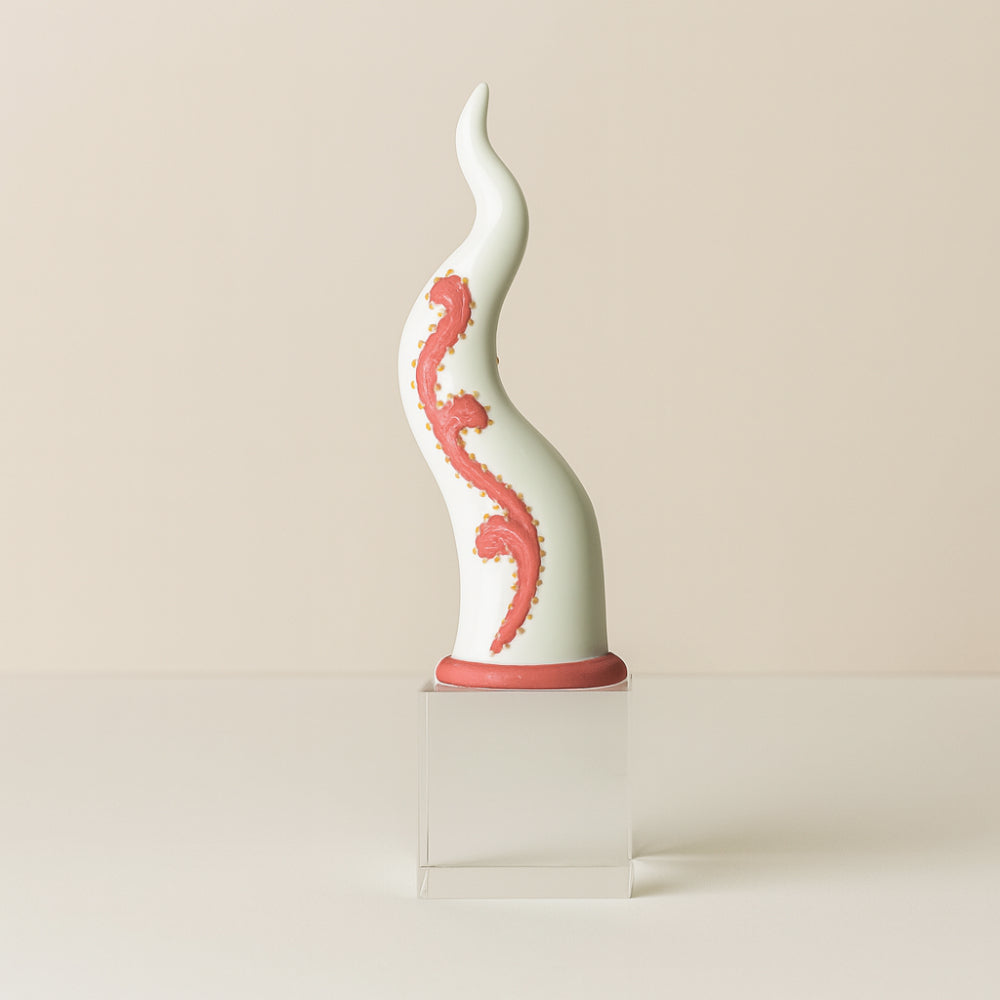 Sharon - Corno "Virgolette" su Cubo in Cristallo H19x5,5 cm Rosa