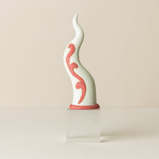 Sharon - Corno "Virgolette" su Cubo in Cristallo H19x5,5 cm Rosa