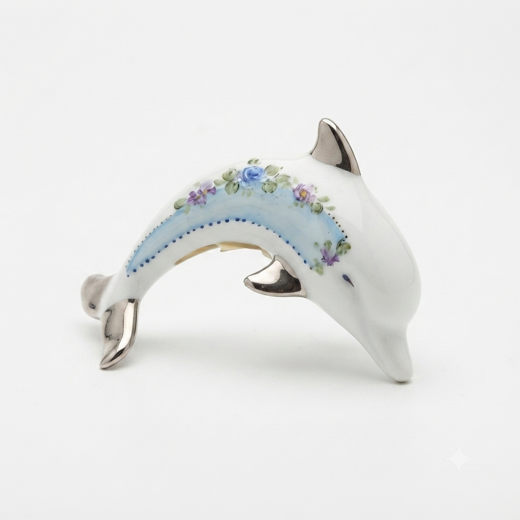 Sharon Delfino in Porcellana Floreale Azzurro 15x7x7,5 cm