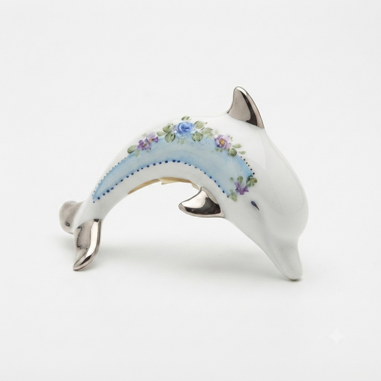 Sharon Delfino in Porcellana Floreale Azzurro 15x7x7,5 cm