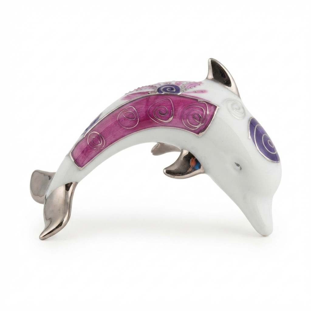 Sharon Delfino in Porcellana Rosa Viola e Argento 15x7x7,5 cm