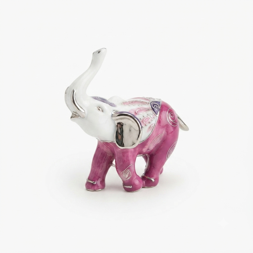 Sharon Elefante Decorativo in Porcellana Rosa 10x9x3 cm