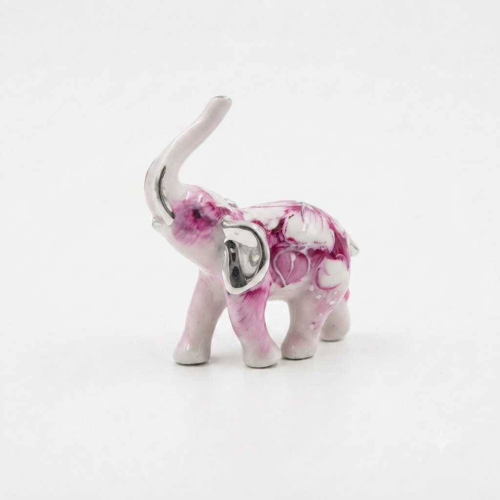 Sharon Elefante Decorativo in Porcellana Rosa 10x9x3 cm