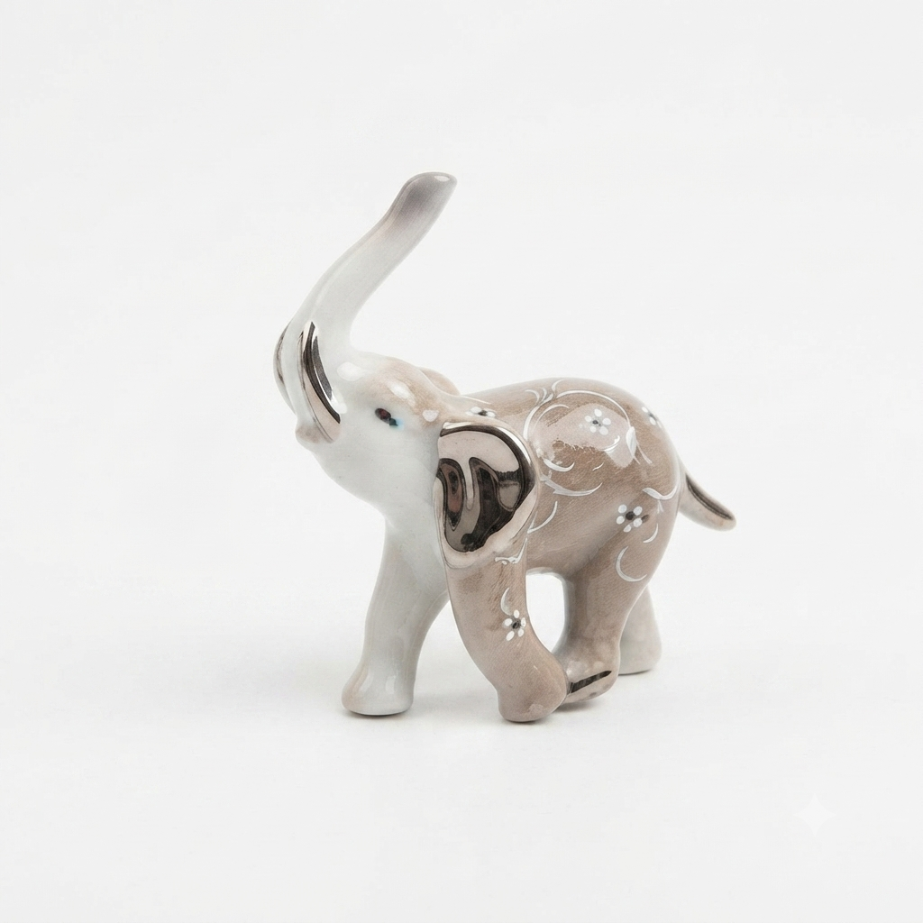 Sharon Elefante Decorativo in Porcellana Tortora 10x9x3 cm