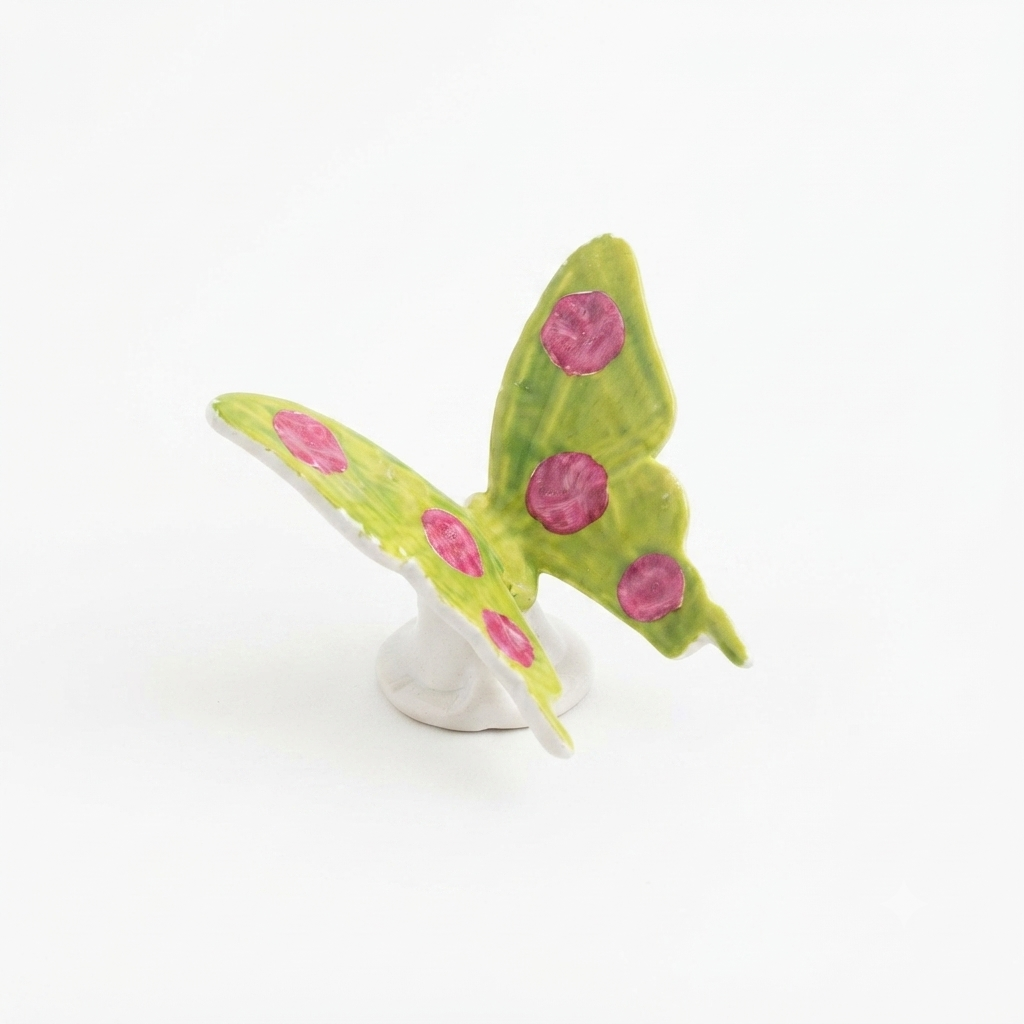 Sharon Farfalla Decorativa in Porcellana Fine Verde Fucsia 7,5x8 cm