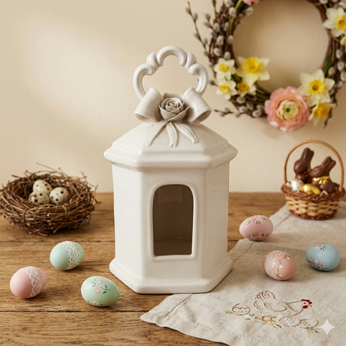 Sharon Lanterna Porcellana Capodimonte Artigianale H16x10 cm