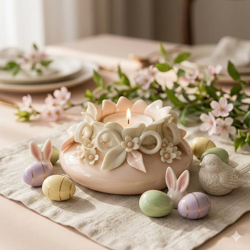 Sharon Porta Candele Rosa Porcellana Porta Tea Light H7x12 cm