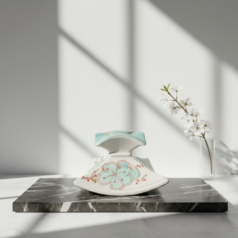 Sharon Portacandele Kokeshi Gloss Porcellana Dipinta H 8x11 cm