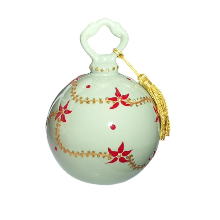 Sharon Collezione Palline di Natale In Porcellana Decorate a Mano 10x13 cm