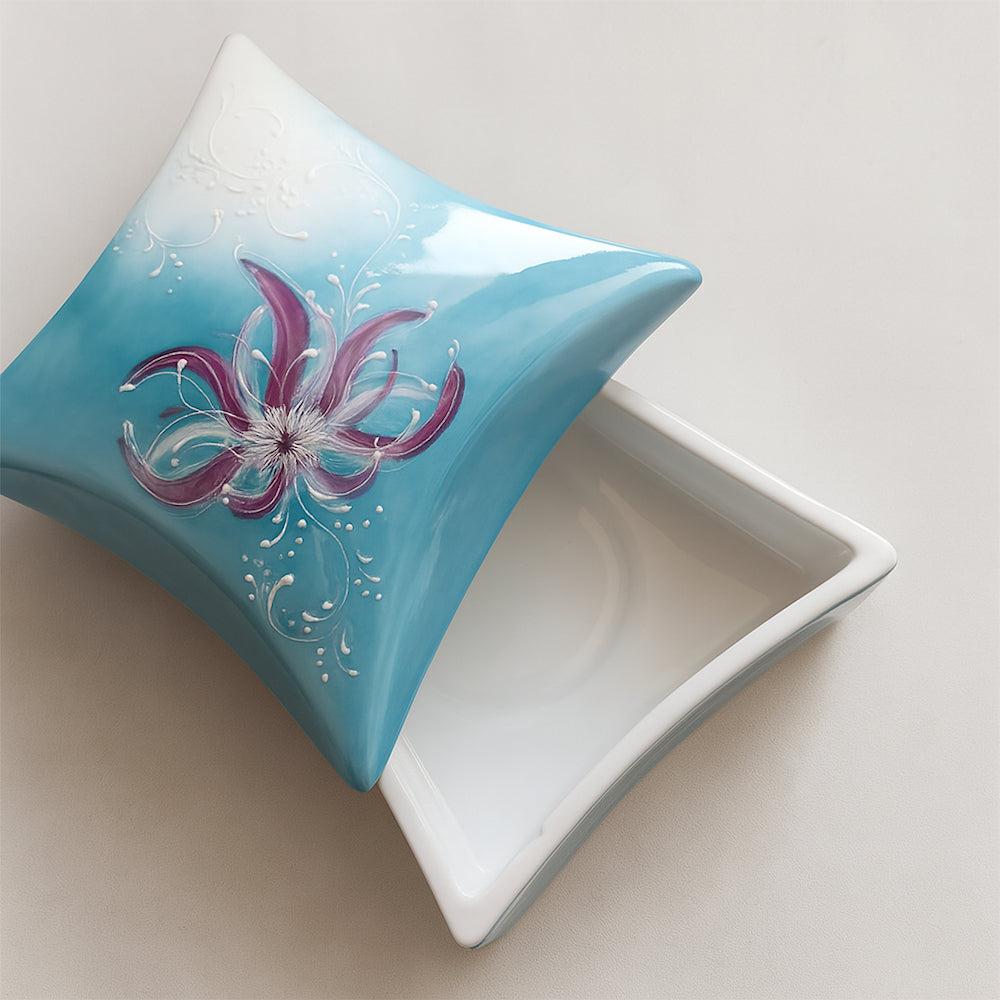 Sharon – Scatola in Porcellana Limoges Dipinta a Mano – Portagioie 16,5 Cm