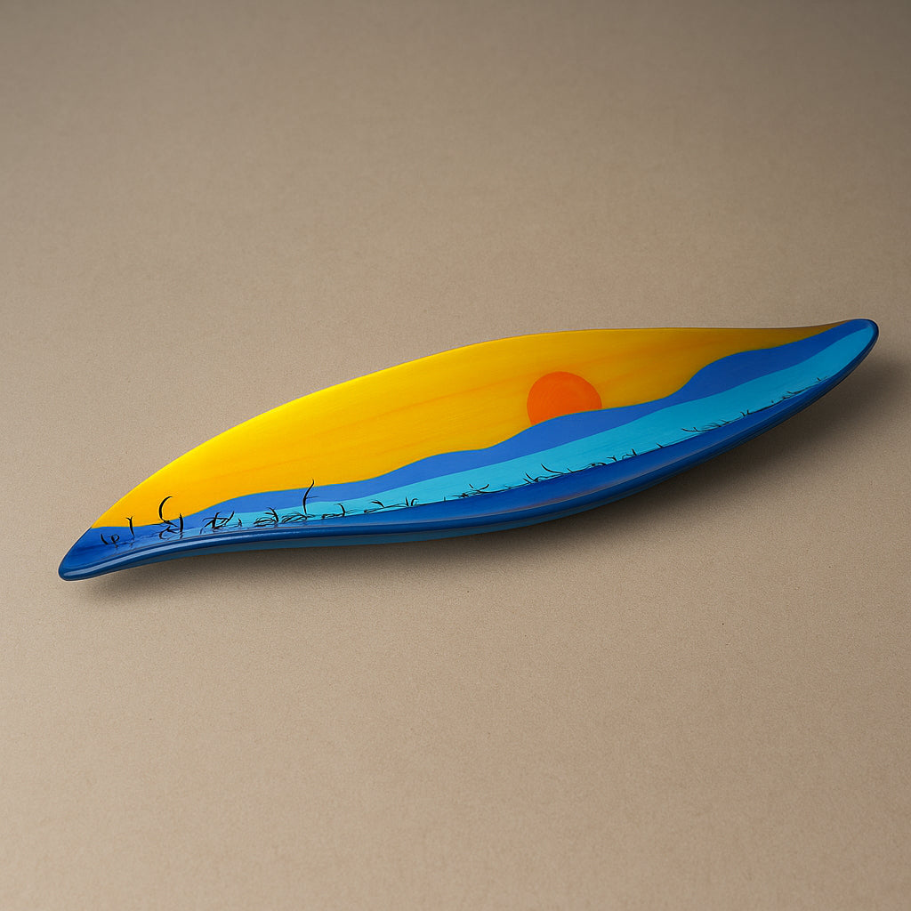 Sharon Sunset – Svuotatasche Foglia in Ceramica Dipinta a Mano (34x10 cm)