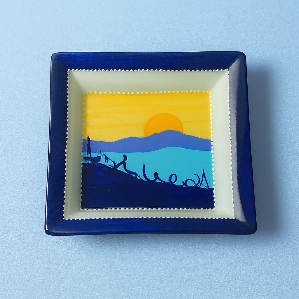 Sharon Sunset – Svuotatasche in Ceramica Dipinta a Mano (13,5x13,5 cm)