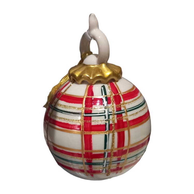 Sharon Collezione Palline di Natale In Porcellana Decorate a Mano 10x13 cm
