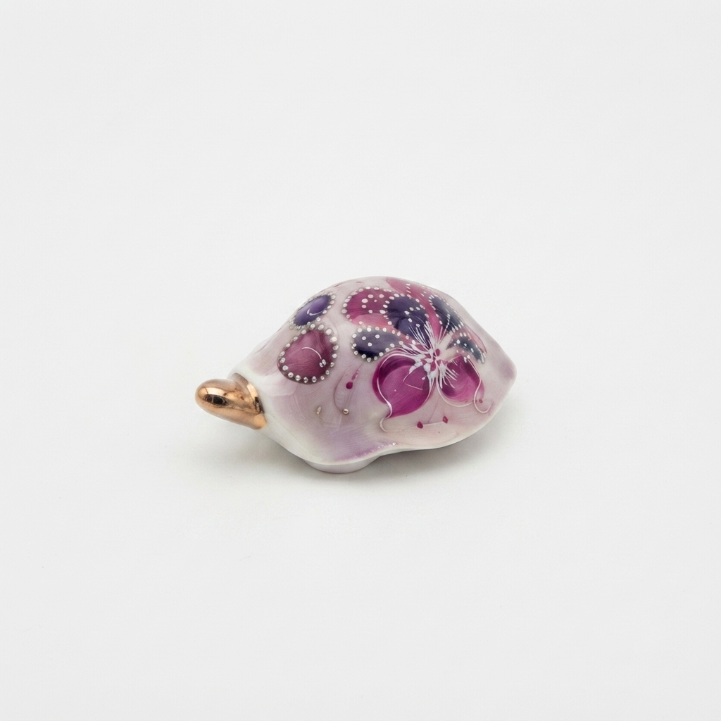 Sharon Tartaruga in Porcellana Rosa e Viola Floreale 7,5x5,5x3,5 cm